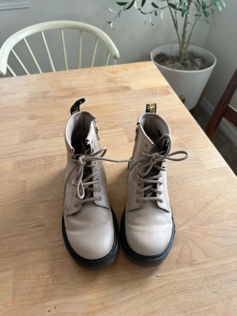 Dr. Martens Beige Lace-Up Kids Boots